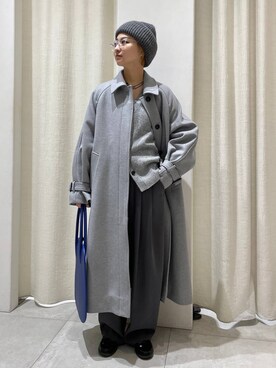 「ベーシック/シンプル」｜「アイテム（ステンカラーコート）」を使った、のんさん（レディース・162cm）の冬コーディネート
