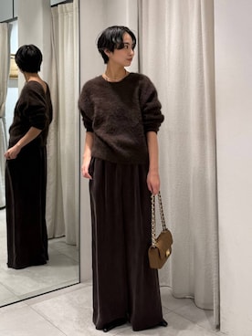 「AULENTTI（オウレンティ）の【AULENTTI】キルティングBAG（ショルダーバッグ、ブラウン系）」を使った、のんさん（レディース・162cm）の秋コーディネート