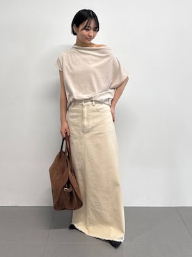 「BABYLONE（バビロン）のカツラギロングスカート（スカート）」を使った、のんさん（レディース・162cm）の夏コーディネート