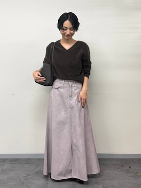「AULENTTI（オウレンティ）の【AULENTTI】コンビボストンBAG（ボストンバッグ、ブラウン系）」を使った、のんさん（レディース・162cm）の秋コーディネート