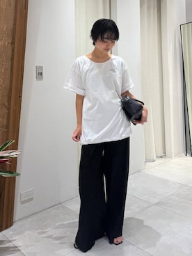 「CHRISTIAN VILLA（クリスチャンヴィラ）の【CHRISTIAN VILLA】Mini Boston（ボストンバッグ、ブラック系）」を使った、のんさん（レディース・162cm）の夏コーディネート
