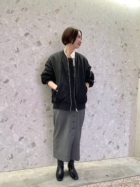 「ベーシック/シンプル」｜「アイテム（MA-1）」を使った、のんさん（レディース・162cm）の秋コーディネート