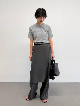 「PROTAGONISTA（プロタゴニスタ）の【PROTAGONISTA】ベロアTEE（Tシャツ/カットソー、グレー系）」を使った、のんさん（レディース・162cm）の春コーディネート