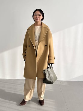 「アイテム（ピーコート）」を使った、のんさん（レディース・162cm）の秋コーディネート