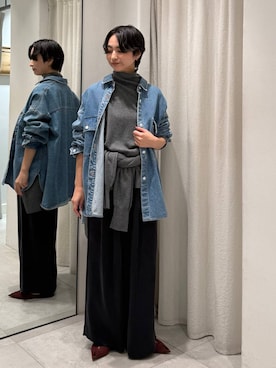 「HENRI EN VARGO（ヘンリエンヴァーゴ）の【HENRI EN VARGO】＜別注＞ポインテッドフラット（パンプス、レッド系）」を使った、のんさん（レディース・162cm）の秋コーディネート
