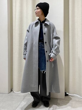「ベーシック/シンプル」｜「アイテム（ステンカラーコート）」を使った、のんさん（レディース・162cm）の冬コーディネート