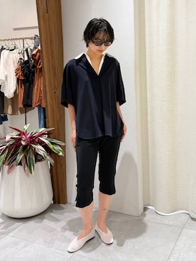 「REMME（レメ）の【REMME】メッシュシューズ（パンプス、ホワイト系）」を使った、のんさん（レディース・162cm）の夏コーディネート