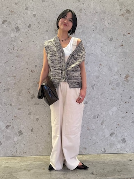 「アイテム（オールインワン・サロペット、ホワイト系）」を使った、のんさん（レディース・162cm）の夏コーディネート