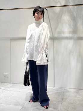 「BABYLONE（バビロン）のポインテッドストラップサンダル（サンダル、ブラック系）」を使った、のんさん（レディース・162cm）の春コーディネート