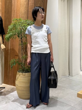 「BABYLONE（バビロン）の2WAYフライスタンクトップ（タンクトップ、ホワイト系）」を使った、のんさん（レディース・162cm）の春コーディネート