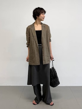 「BABYLONE（バビロン）のパット付きキャミ（キャミソール、ブラック系）」を使った、のんさん（レディース・162cm）の春コーディネート