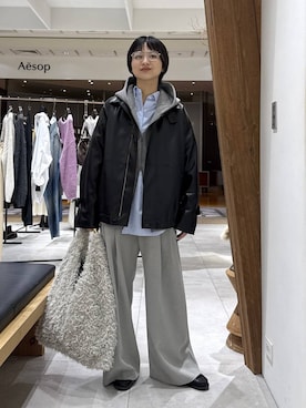 「アイテム（カバーオール）」を使った、のんさん（レディース・162cm）の秋コーディネート