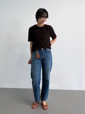 「BABYLONE（バビロン）の【CARMENS 】オープントゥサンダル（サンダル、ブラウン系）」を使った、のんさん（レディース・162cm）の夏コーディネート