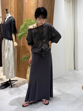 「BABYLONE（バビロン）のWASHフライスマーメイドスカート（スカート、グレー系）」を使った、のんさん（レディース・162cm）の春コーディネート