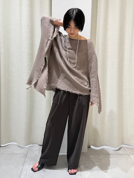 「アイテム（その他トップス、ブラウン系）」を使った、のんさん（レディース・162cm）の夏コーディネート