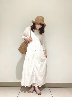 「Samansa Mos2（サマンサ モスモス）のセパレートサンダル（サンダル）」を使った、mo.さん（レディース・153cm）の春コーディネート