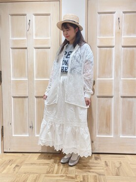「オフホワイト」｜「アイテム（その他）」を使った、かわかみさん（レディース・161cm）の夏コーディネート
