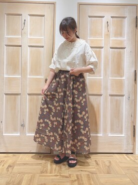 「レースブラウス」｜「アイテム（その他）」を使った、かわかみさん（レディース・161cm）の夏コーディネート
