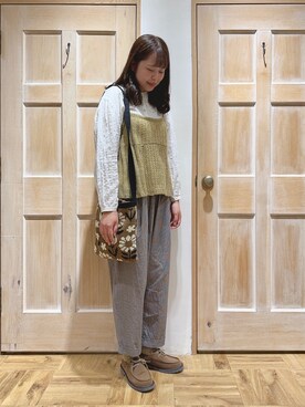 「レースブラウス」｜「アイテム（その他）」を使った、かわかみさん（レディース・161cm）の冬コーディネート
