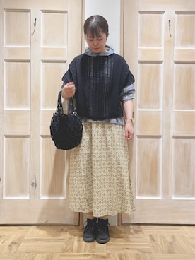 「レースブラウス」｜「アイテム（その他）」を使った、かわかみさん（レディース・161cm）の春コーディネート