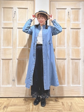 「デニムワンピース」｜「アイテム（その他）」を使った、かわかみさん（レディース・161cm）の冬コーディネート