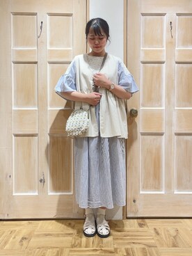 「Samansa Mos2（サマンサ モスモス）のモチーフレースワンピース（ワンピース）」を使った、かわかみさん（レディース・161cm）の春コーディネート