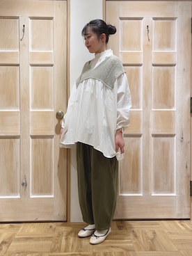 「ドッキング」｜「アイテム（その他）」を使った、かわかみさん（レディース・161cm）の春コーディネート