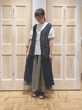 「レースブラウス」｜「アイテム（その他）」を使った、かわかみさん（レディース・161cm）の夏コーディネート