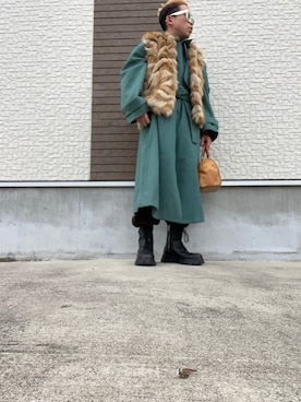 「Ellno Loset（エルノロゼット）のアイテム（チェスターコート）」を使った、shokichi012さん（メンズ・167cm）の冬コーディネート
