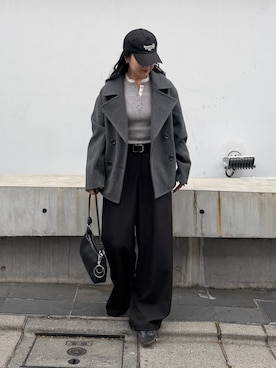 「アイテム（ピーコート）」を使った、misaki☺︎さん（レディース・160cm）の冬コーディネート