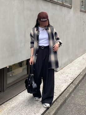 「アイテム（キャップ）」を使った、misaki☺︎さん（レディース・160cm）の秋コーディネート
