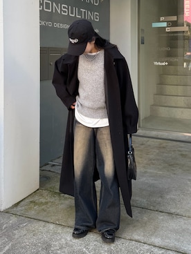 「アイテム（ステンカラーコート）」を使った、misaki☺︎さん（レディース・160cm）の冬コーディネート