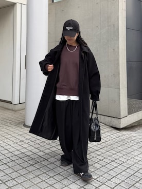 「アイテム（ステンカラーコート）」を使った、misaki☺︎さん（レディース・160cm）の冬コーディネート