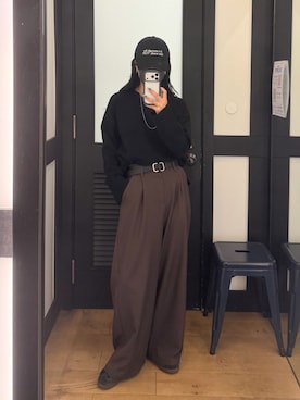 「アイテム（キャップ）」を使った、misaki☺︎さん（レディース・160cm）の秋コーディネート