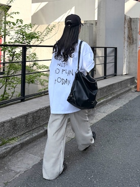 「レザーバッグ」｜misaki☺︎さん（レディース・160cm）の春コーディネート