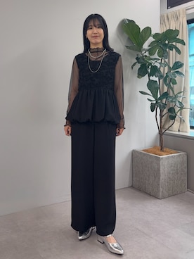 「アイテム（オールインワン・サロペット、ブラック系）」を使った、misaki☺︎さん（レディース・160cm）の秋コーディネート
