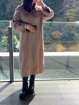 「SUGAR BISKET（シュガービスケット）のアイテム（ワンピース/ドレス）」を使った、ユカリさん（レディース・158cm）の冬コーディネート