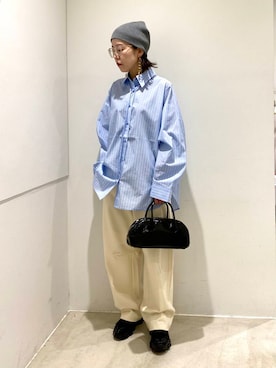 「SMELLY（スメリー）のアイテム（ニットキャップ/ビーニー）」を使った、アイさん（レディース・157cm）の冬コーディネート