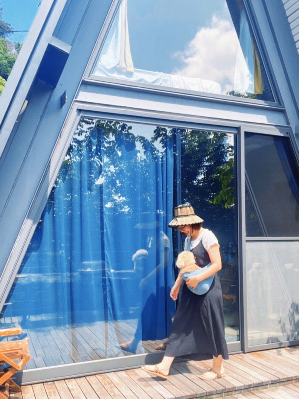 「ootd、夏、休閒、日系極簡、古着MIX」｜「LORNA MURRAYのアイテム（サンバイザー、グリーン系）」を使った、chiang1_2さん（レディース・161cm）の秋コーディネートの1枚目の写真