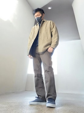 「HOUSTON（ヒューストン）のアイテム」を使った、磨木師さん（メンズ・176cm）の冬コーディネート