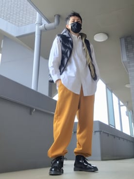 「FRED PERRY（フレッドペリー）のアイテム」を使った、磨木師さん（メンズ・176cm）の冬コーディネート