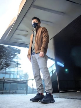 「アイテム（ボクサーパンツ）」を使った、磨木師さん（メンズ・176cm）の冬コーディネート