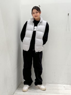 新品X-girl ダウンベスト　M size/BLACK X-girlのダウンベストを使った人気ファッションコーディネート