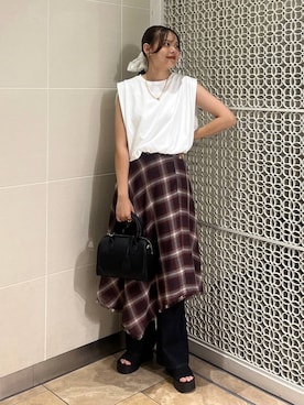 「LOWRYS FARM（ローリーズファーム）のバルーンプルオーバーフレンチスリーブ　574769（Tシャツ/カットソー）」を使った、こはるさん（レディース・167cm）の秋コーディネート