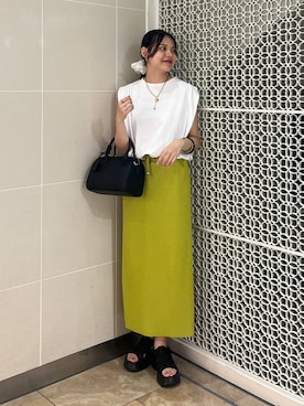 「LOWRYS FARM（ローリーズファーム）のバルーンプルオーバーフレンチスリーブ　574769（Tシャツ/カットソー）」を使った、こはるさん（レディース・167cm）の夏コーディネート