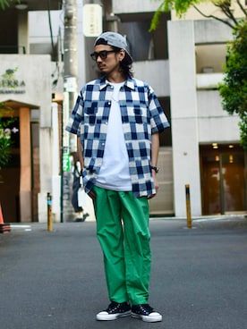 「POST O'ALLS(ポストオーバーオールズ)のアイテム」を使った、MASA.さん(メンズ・177cm)の春コーディネート