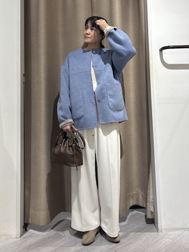 「アイテム（ノーカラージャケット）」を使った、すがのさん（レディース・160cm）の秋コーディネート