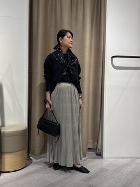 「Jena espace merveilleux（ジェナ　エスパスメルヴェイユ）の【動きで魅せる】ランダムプリーツスカート（スカート、グレー系）」を使った、すがのさん（レディース・160cm）の春コーディネート