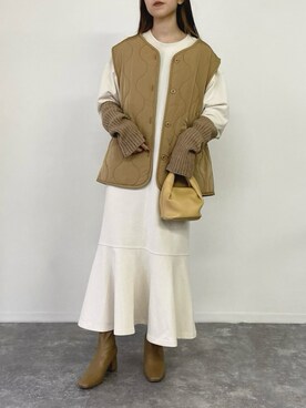 pelleq キルティングワンピース ジレ ベスト コート ワンピースを使っ