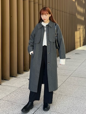 「マイベストコーデ2023」｜「アイテム（ステンカラーコート）」を使った、Kannaさん（レディース・165cm）の冬コーディネート